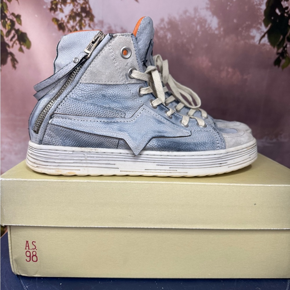 A.S.98 Adler High-Top Sneakers with Zipper White Ash